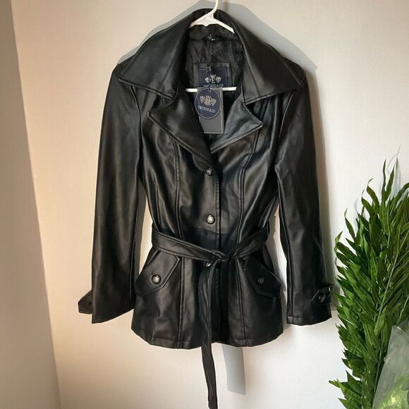 Emporio & Co Faux Leather Short Trench. Size Small. NWT. Made in Italy - Picture 15 of 16